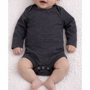 CLOUD ISLAND • Dark Grey Long Sleeve Bodysuit Onesie, 0-3M